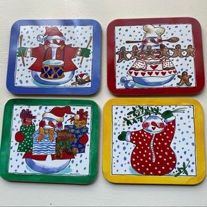 American Pennyroyal Snowman Cork-backed Coasters